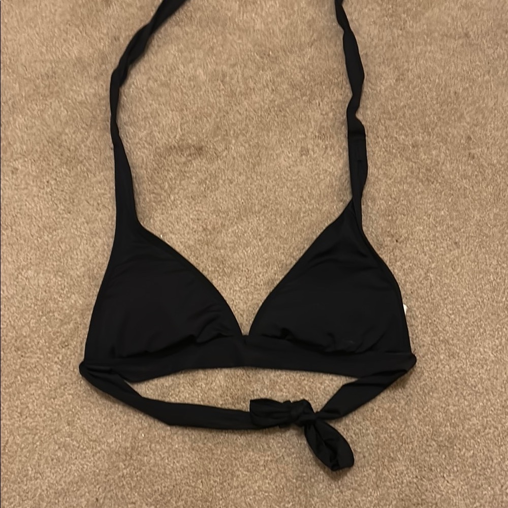 Classic Black Halter Bikini Top with tie back